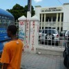 Diante no ministério de Relações Exteriores, pichação diz "abaixo a Minustah"