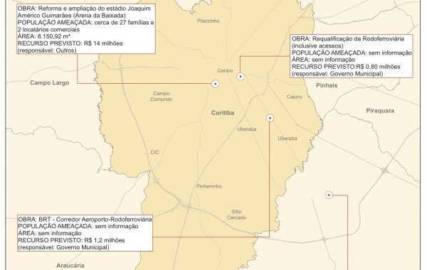 Mapa de remoções para obras da Copa em Curitiba / Fernanda Ikuta
