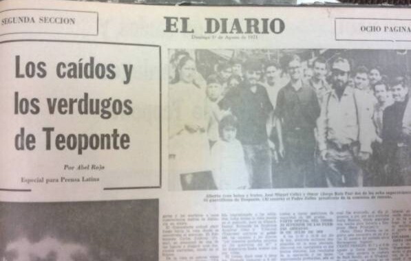 Página do jornal El Diário, de 1971, com relato sobre as execuções e prisões dos guerrilheiros de Teoponte/Arquivo pessoal