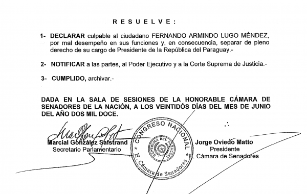 Condenação de Lugo