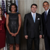 Barack Obama e sua esposa Michelle recebem Federico Franco e a primeira-dama paraguaia em jantar em Nova York em outubro de 2012. Foto: Divulgação